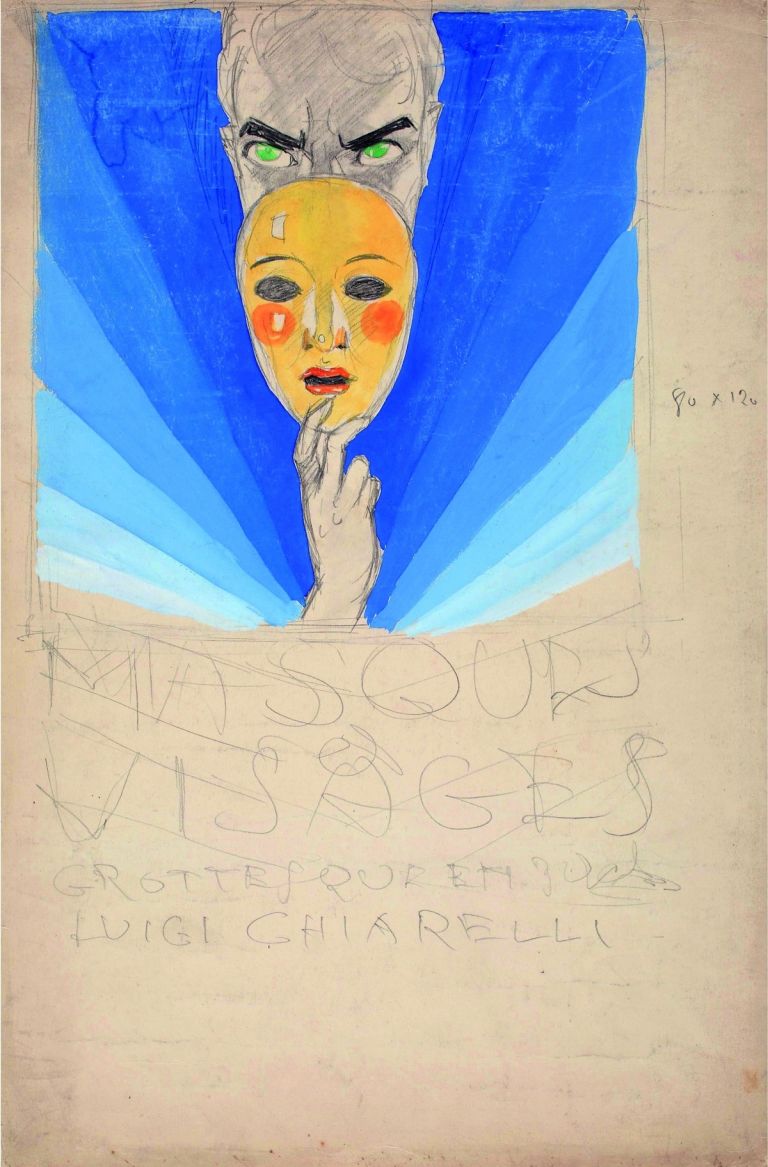 Umberto Brunelleschi, Masques et Visages, 1927-30, tempera e matita su carta, cm 50,5x32,5. Courtesy Galleria del Laocoonte, Roma-Londra
