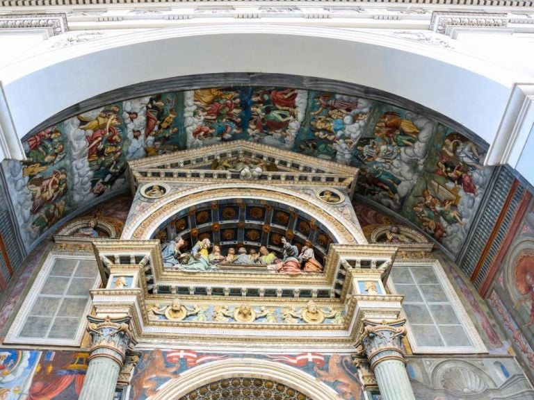 Cattedrale di Aosta, affreschi sulla porta principale. Photo Enrico Romanzi