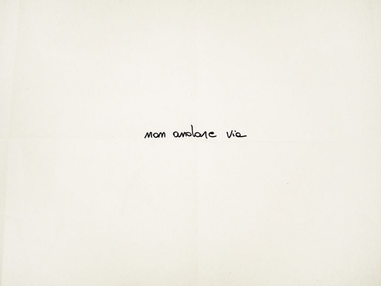 Cesare Viel, Non andare via, 2021, pennarello su carta da pacchi, 100x140 cm. Courtesy Cesare Viel e Galleria Milano