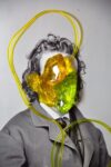 Christian Fogarolli, Transparent Human 1, 2022, stampa fine art su carta cotone Hahnemühle montata su alu Dibond, fusione in vetro, plastica, liquidi, legno, vetro museo, 106 x 86 x 3 cm