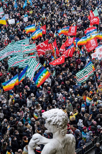 Manifestazione Piazza Signoria, Firenze. Foto di Alessandra Cinquemani
