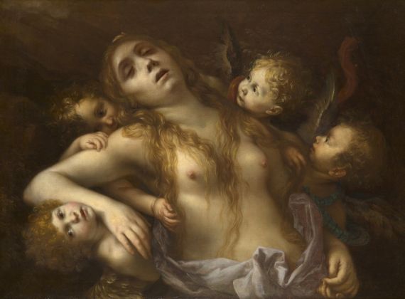 Francesco Cairo, Maddalena portata in cielo dagli angeli, Olio su tela, 73 x 100 cm