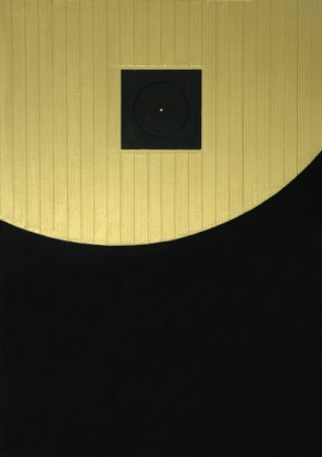Gianfranco Zappettini, Con Centro n. 102, 2018, resine, Fassadenputz, ardesia a spacco e acrilico su tavola, 170x120 cm