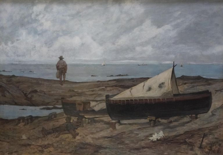 Giovanni Fattori, Sulla spiaggia (Giornata grigia), 1893, olio su tela. Museo Civico Giovanni Fattori, Livorno