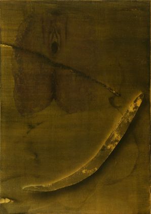 Giuseppe Adamo, Deal, 2022. Acrilico e laser print transfer su tela, 68 x 48 cm. Courtesy l'artista