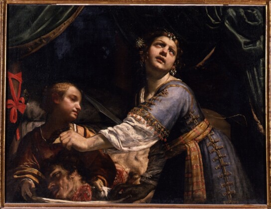 Guido Cagnacci, Giuditta consegna la testa di Oloferne alla fantesca, 1645 ca., olio su tela, cm 103,5 x 136,5. Bologna, Pinacoteca Nazionale