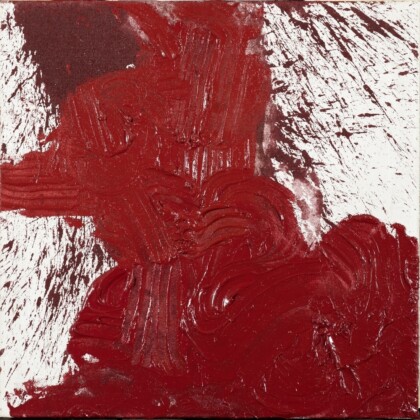 Hermann Nitsch, Senza titolo, 2012, tecnica mista su tela, 100 x 100 cm. Courtesy Galleria Gaburro, Verona-Milano