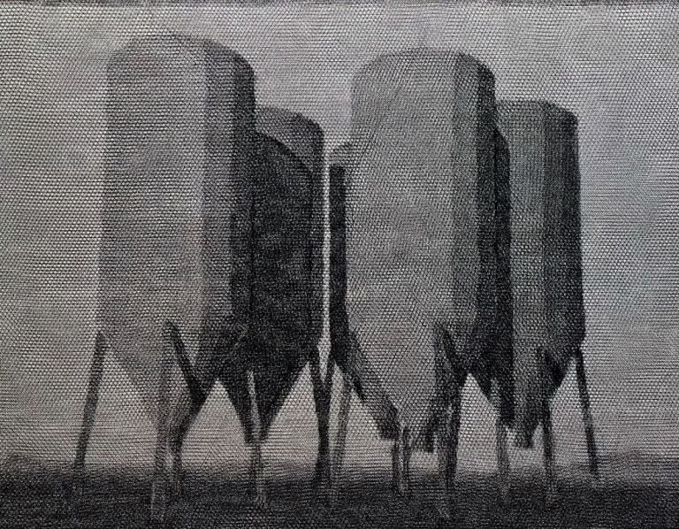 Hilario Isola, Silos, 2021, reti agricole, cm 140x200