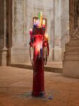 Mark Handforth, Red Romeo, 2022, hydrant, candles, 85 x 25 cm. Courtesy the artist and Galleria Franco Noero. Photo Credit Ilario Piatti