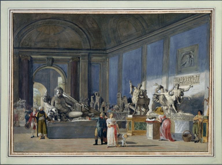 Jacques Henri Sablet, Veduta della Sala degli Animali dei Musei Vaticani, 1786 92, tempera su carta, 52 x 76 cm. Musei Vaticani, Città del Vaticano © Governatorato SCV – Direzione dei Musei. Tutti i diritti riservati