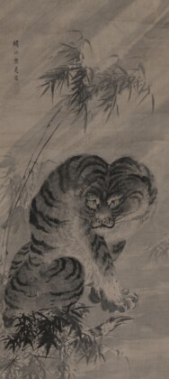 Kumashiro Yūhi, Una tigre sferzata dalla pioggia, metà del XVII sec., dipinto a inchiostro su carta, 108,6 x 48,3 cm