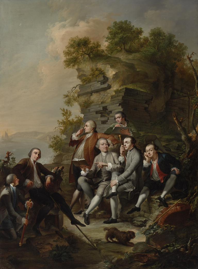 Martin Knoller, Ritratto di gruppo con il conte Firmian e il suo seguito durante una gita nei dintorni di Napoli, 1758, olio su tela, 129,50 x 95 cm. Tiroler Landesmuseum Ferdinandeum, Innsbruck © Tiroler Landesmus