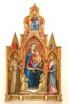 Nanni di Jacopo di Nuto, Madonna col Bambino in trono fra due angeli musicanti e san Francesco d’Assisi e san Giacomo Maggiore, tempera su tavola, 1404. Pistoia, Collezione Oriana e Aldo Ricciarelli