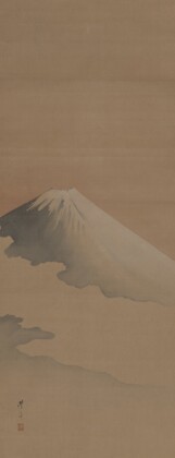 Okamoto Toyohiko, Una veduta della vetta del monte Fuji, 1840-49, dipinto a inchiostro e colori su seta, 107,6 x 41,4 cm