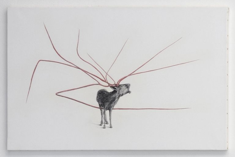Simone Berti, Untitled, 2010, graphite and pastel on lined paper, 65 x 100 cm. Photo Andrea Rossetti