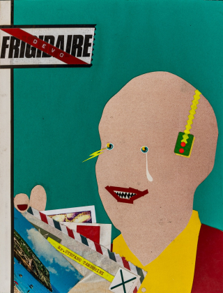 Stefano Tamburini, “Frigidaire Devo”, 1980. Collage di carte applicato su cartoncino, 39,5 x 29,8 cm, Illustrazione per “Frigidaire” n. 1, novembre 1980, stima €4.000 – 8.000