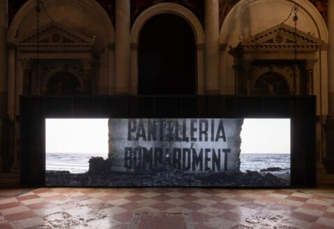 Masbedo, Pantelleria, 2022 in “Penumbra”, Fondazione In Between Art Film presso Complesso dell’Ospedaletto, Venezia, 2022. Courtesy degli artisti e Fondazione In Between Art Film. Foto: Andrea Rossetti