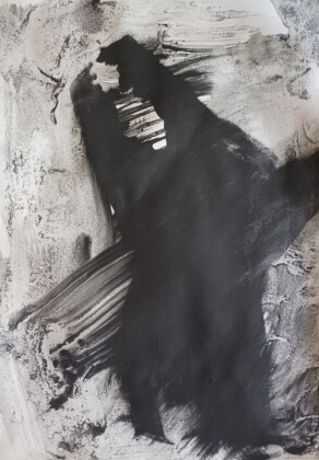 Alessio De Girolamo, Wolf, 2022, pittura isolante per campi elettromagnetici su cartoncino, 35x50 cm