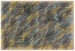 Antonio Scaccabarozzi, Quantità libere, Quantità nell'idea del disegno n. 34, 1989, pastelli a olio e cera su carta da giornale, 39x58 cm. Collezione privata