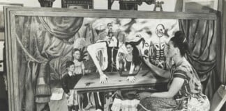 Bernard Silberstein, Frida mentre dipinge La tavola ferita, Messico, 1940. Stampa alla gelatina d'argento