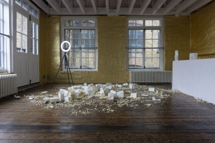 Davide Sgambaro, Too much and not the mood (pop), 2022, installation view 9 French Place, Londra