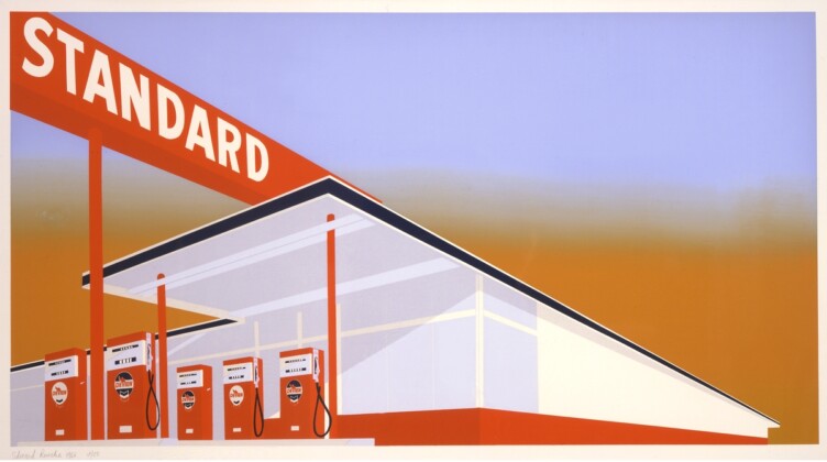 Edward Ruscha, Standard Station, 1966, 7‑color screenprint, 65x101.6 cm, artist proof. Courtesy of the artist © Ed Ruscha