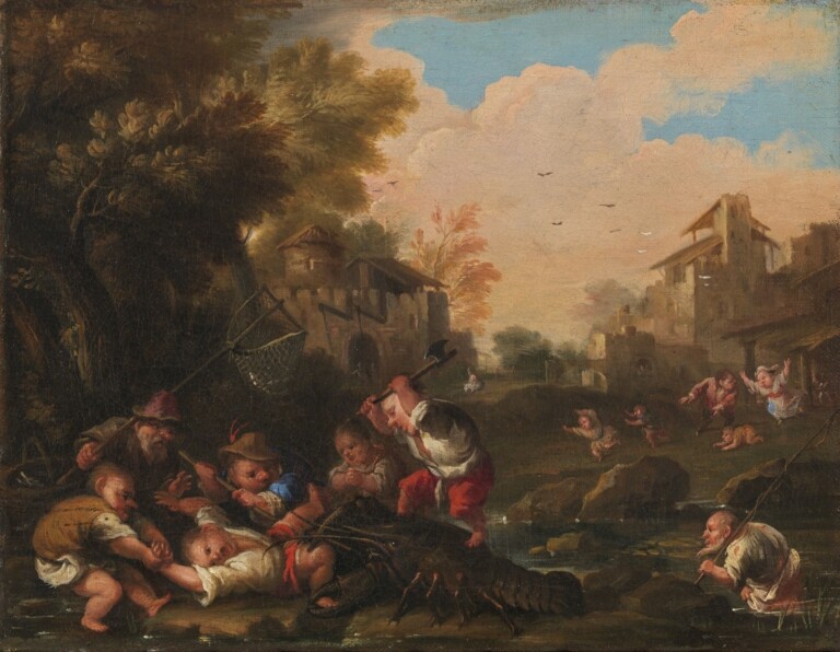 Faustino Bocchi, Lotta contro il gambero, 1730 40 ca., olio su tela © Archivio fotografico Musei di Brescia. FotostudioRapuzzi. Pinacoteca Tosio Martinengo, Brescia