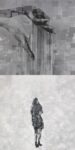 Francesco Totaro, Akasha Feld 1 Wasser, 2021, dittico stampa digitale su alluminio e pittura acrilico su tela, 120x60 cm. Photo credits Laura Simone, LAB 00 Modena