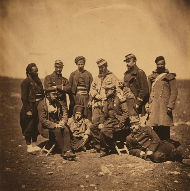 General Cissé with officers & soldiers of General Bosquet's Division, Roger Fenton, 1855, Library of congress, USA
