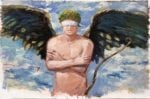 Gianfranco Goberti, Cupido bendato, 2022, acrilico su carta su tavola, cm. 100x150, 2022