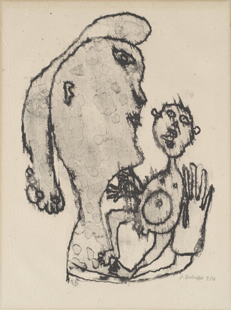 Jean Dubuffet, Maternité, 1944, da Matière et mémoire, litografia, 32,4 x 24,1 cm, ed. 9 di 10. Solomon R. Guggenheim Museum, New York © Jean Dubuffet, VEGAP, Bilbao, 2022