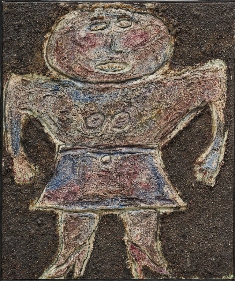 Jean Dubuffet, Miss Choléra, gennaio 1946, olio, sabbia, ciottoli e paglia su tela, 54,6 x 46 cm. Solomon R. Guggenheim Museum, New York © Jean Dubuffet, VEGAP, Bilbao, 2022