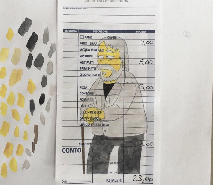 John Baldessari in The Simpsons dal profilo Instagram di Jonathan Monk