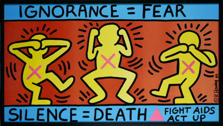 Keith Haring, Ignorance=Fear : Silence=Death, 1989, Litografia offset, 64 x 112 cm
