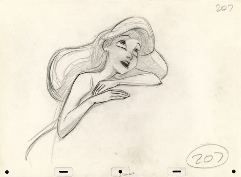 La Sirenetta, 1989 Glen Keane Disegno preliminare per l’animazione Grafite su carta © Disney