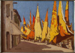 Maria Quilici Buzzacchi, Case e vele a Cesenatico, 1926, 24x34 cm, olio su tavola. Courtesy Archivio Mimì Quilici Buzzacchi, Roma