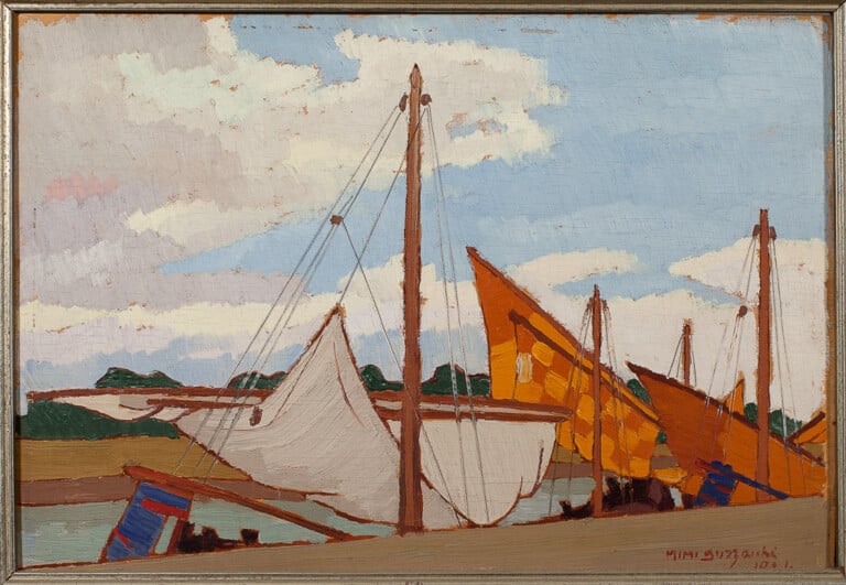 Maria Quilici Buzzacchi, Vele in canale, 1925, 23.5x34 cm, olio su tavola. Courtesy Archivio Mimì Quilici Buzzacchi, Roma