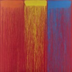 Pat Steir, Roman Rainbow, 2021-22, olio su tela, 274.32 x 274.32 cm © Pat Steir. Photo Elisabeth Bernstein. Courtesy dell'artista e di Gagosian