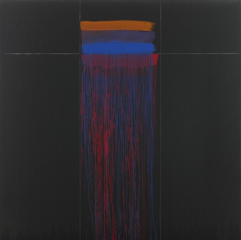 Pat Steir, Winter Evening, 2021-22, olio su tela, 274.32 x 274.32 cm © Pat Steir. Photo Elisabeth Bernstein. Courtesy dell'artista e di Gagosian