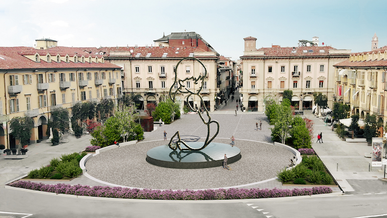 Piazza Ferrero, Alba. Rendering dell'opera di Valerio Berruti