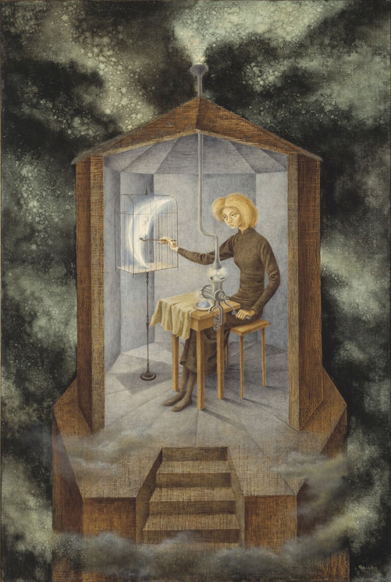 Remedios Varo, Nutrimento celeste, 1958, olio su masonite, 91.5x60.7 cm. Collezione FEMSA © Remedios Varo, by SIAE 2022