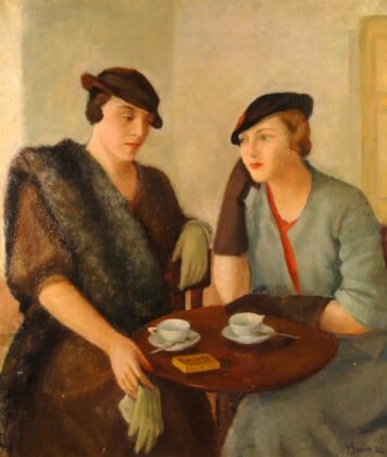 Tullia Socin, Conversazione, 1934, olio su tela, 109x33,5 cm. Courtesy Fondazione Socin. Photo Fanni Fazekas