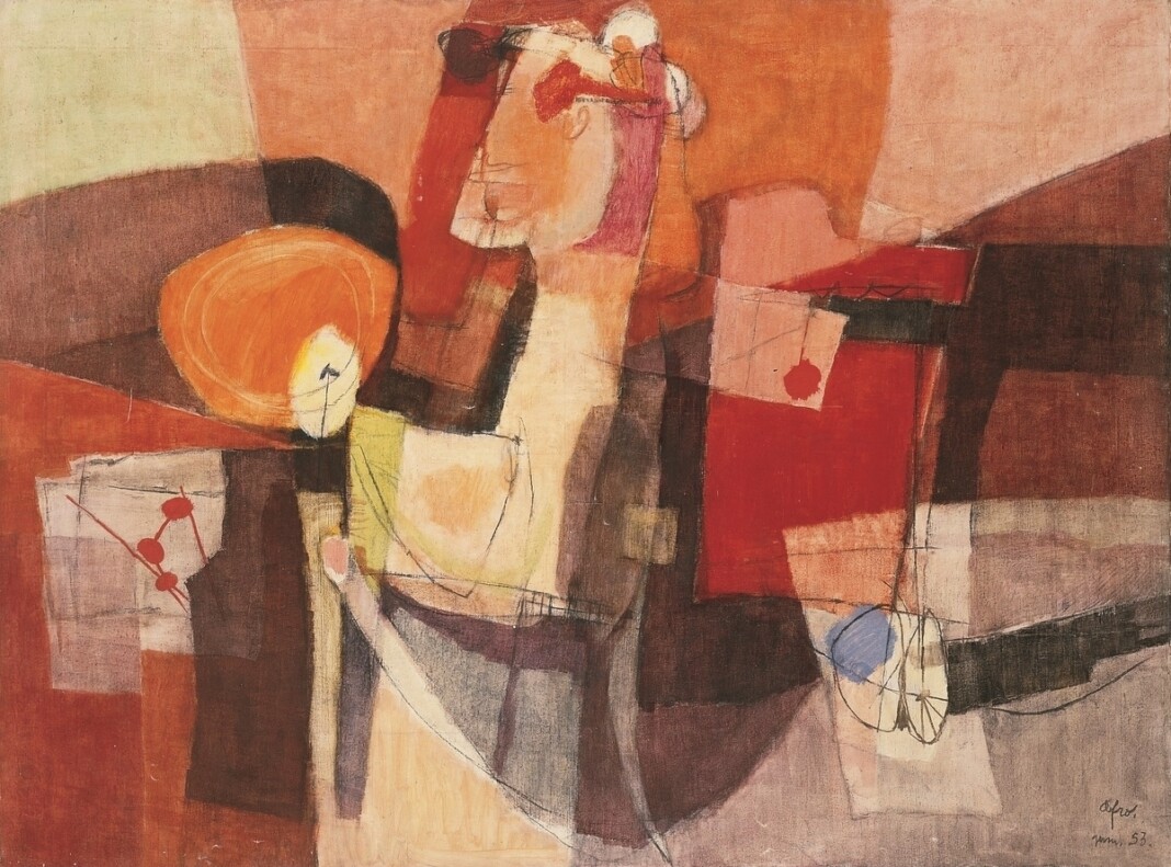 Afro, Il sigillo rosso, 1953, tecnica mista su tela, cm 150 x 200. Collezione privata, Roma