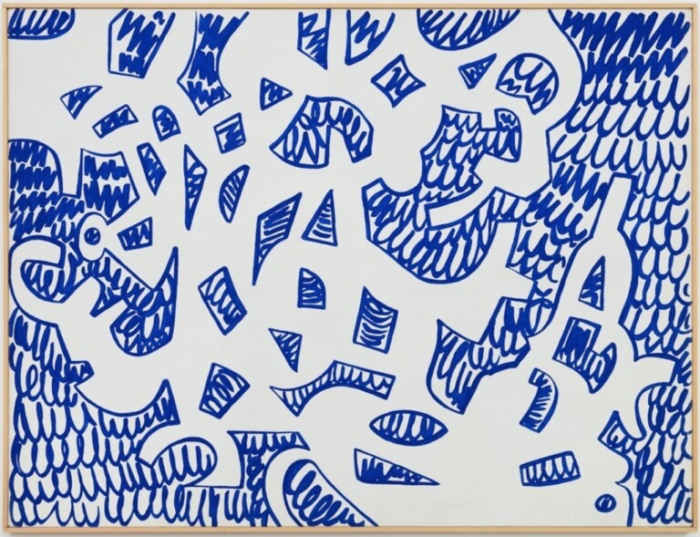 Carla Accardi, Blu su Bianco, 1998, pittura vinilica su tela, 123x163 cm