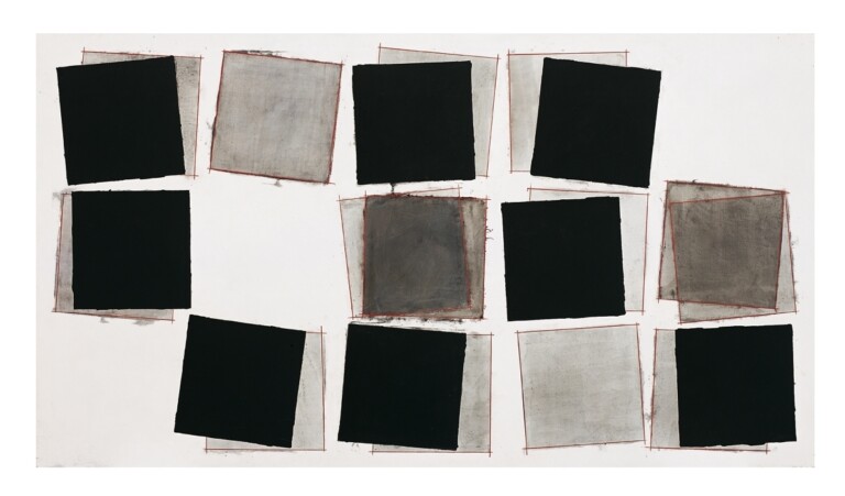 Carlo Ciussi, Senza titolo, 2005, olio e tecnica mista su tela, 140x250 cm
