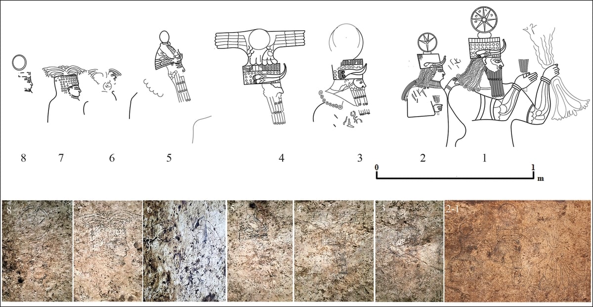 Disegni interpretativi della scena della processione divina a Başbük