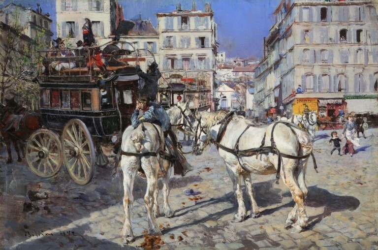 Giovanni Boldini, Piazza Pigalle e Place de l'Etoile La Villette, olio su tavola, Collezione privata