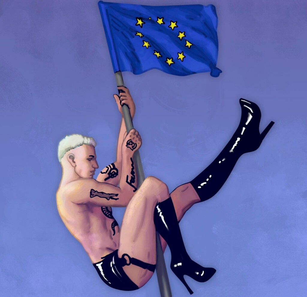 Achille Lauro diventa lo stripper d’Europa. L’opera omaggio di Giulio Marchetti dopo l’Eurovision