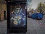 Hogre, Apple (Touring's nightmare), 2019, subvertising intervention, London Tower Gate, London. Photo credits Watt Tyler