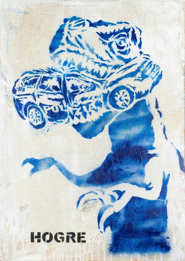 Hogre, Dino, stencil su legno, 2021. Photo credits Vittorio Lico